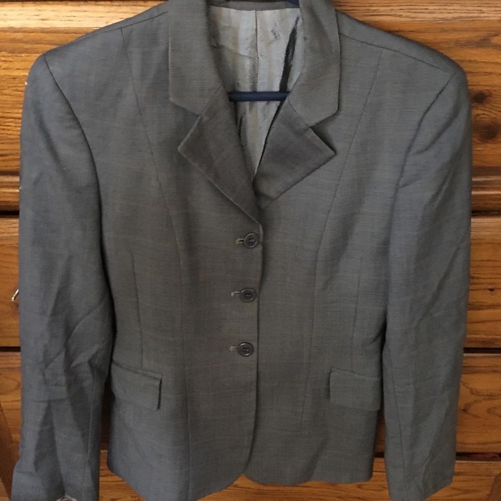 Blue-grey ladies riding jacket 8-10 check pattern.